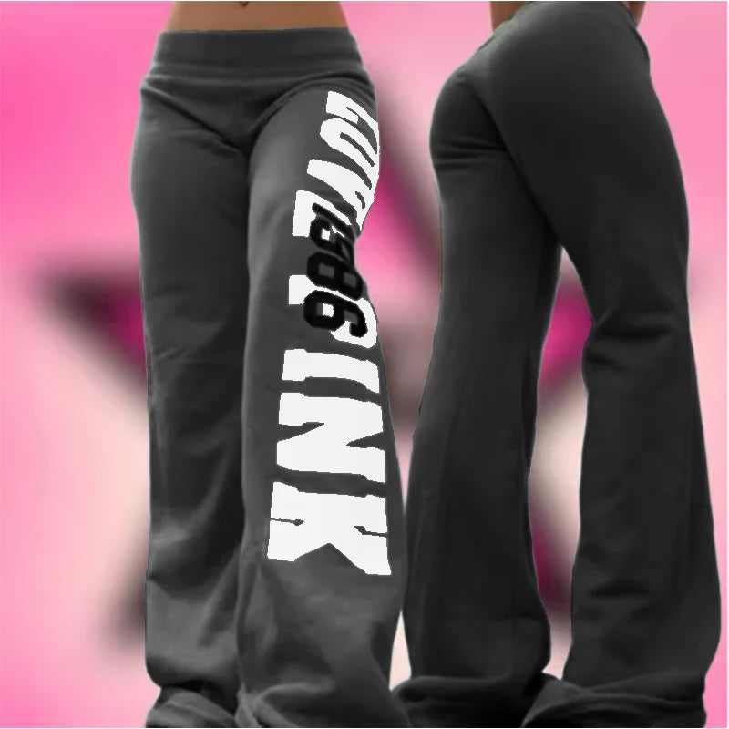 2000s American retro letter print casual trousers versatile hot girl style high street Harajuku style women's casual trousers