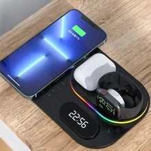 5 in 1 Wireless Charging Station for Apple Devices 15W Fast Alarm Clock LED Light Charger Stand for iPhone Watch AirPods Desktop