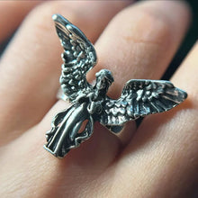 Antique Design Ring Distressed Angel Silver Color Opening Rings Fashion Punk Hip Hop Couple Rings Party Women Men Jewelry Gifts