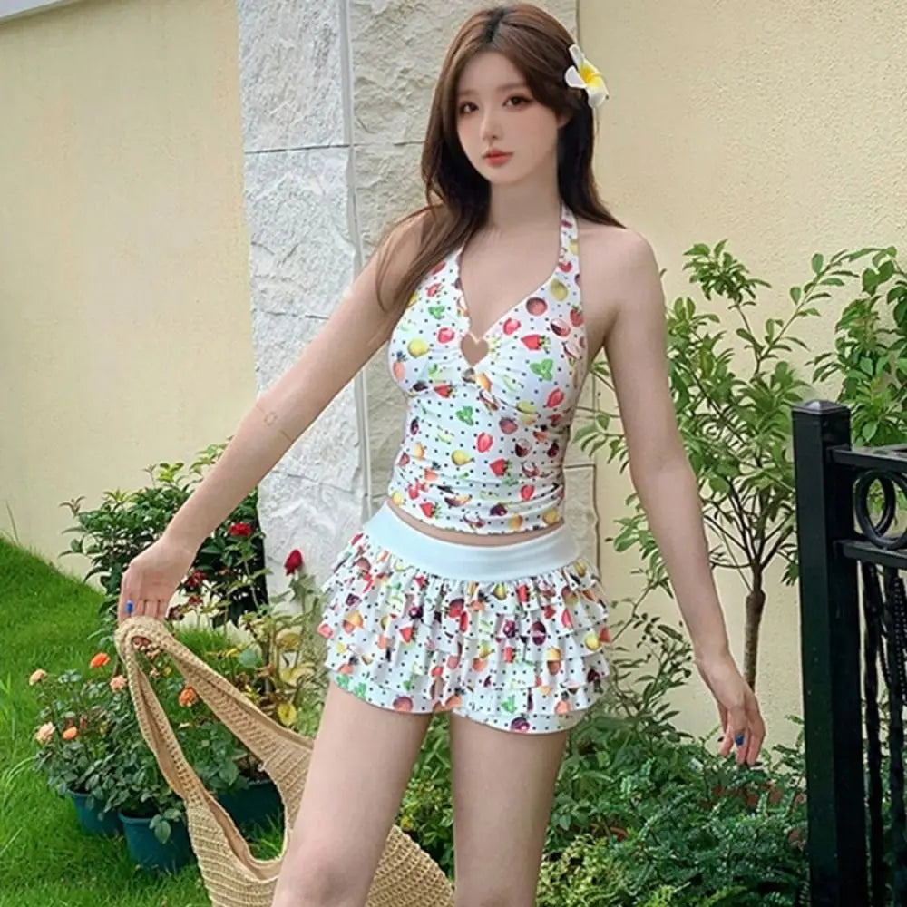2pcs NEW High Waisted Bikini Sets for Women Tummy Control Sweet Swim Skorts Sexy Comfortable Women Swimwear Set Beach Vacation