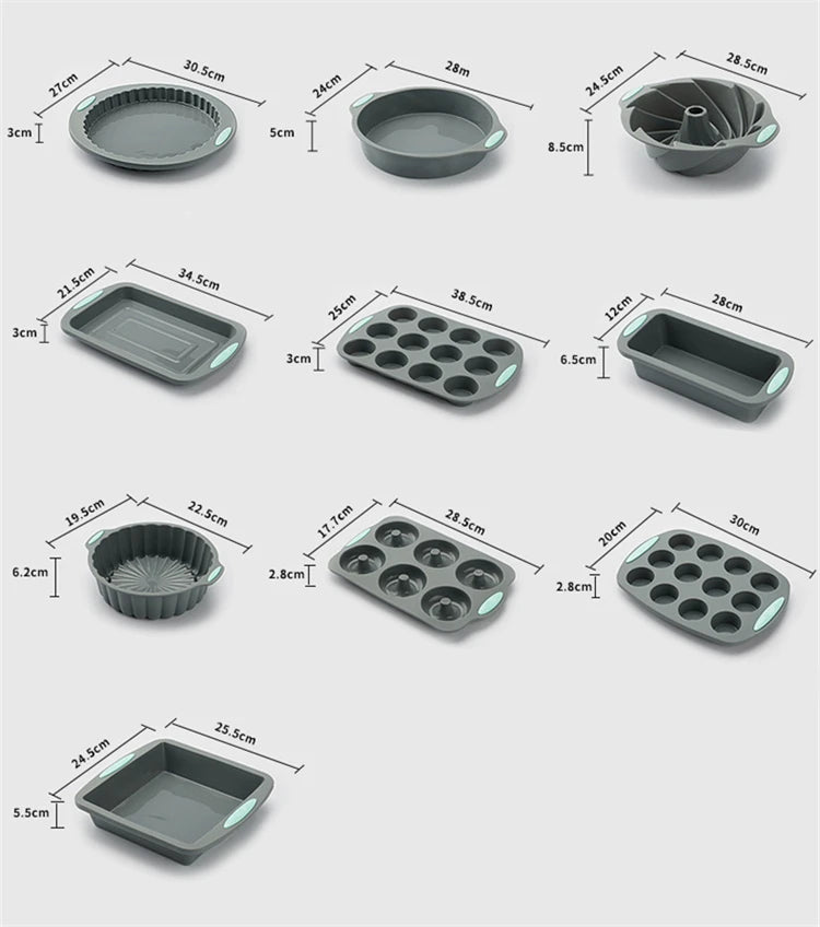 Silicone Fluted Cake Pans Non-Stick Kitchen Oven Baking Pans Easy Release Oven Cake Molds with Muffin Pan Donut Pan Loaf Pan