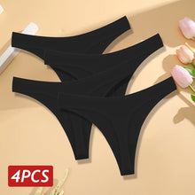 4PCS/Set Women Cotton Panties Seamless Low Rise Thongs V-Waist Solid Color Breathable Underwear Female Soft Lingerie Intimates