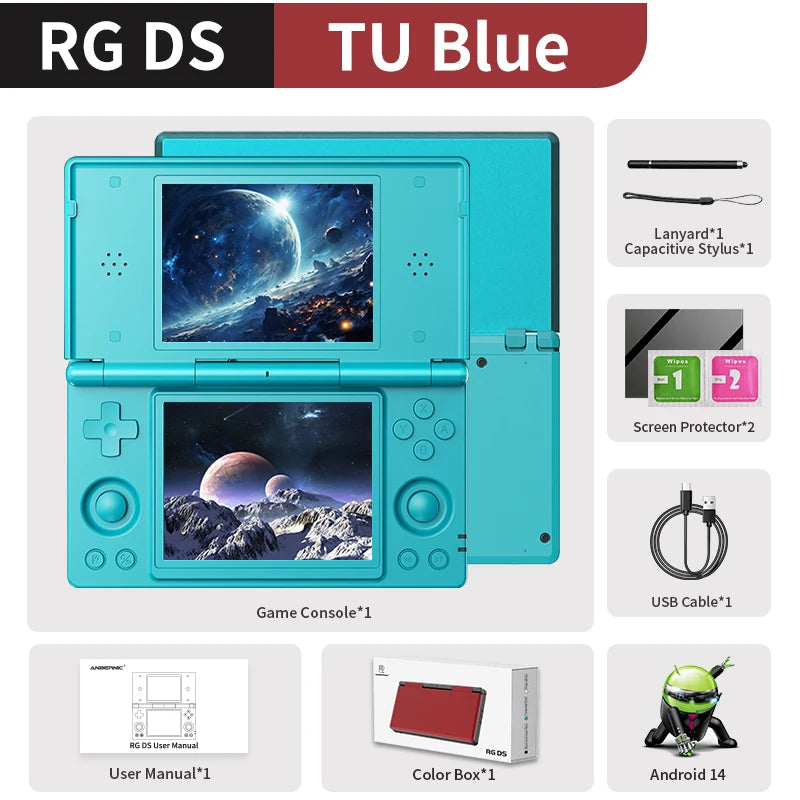 Anbernic RG DS Flip Handheld Game Console 4" IPS Dual Screen Android 14 4000mAh Gaming Player Supports AI RixelHK Wifi Streaming