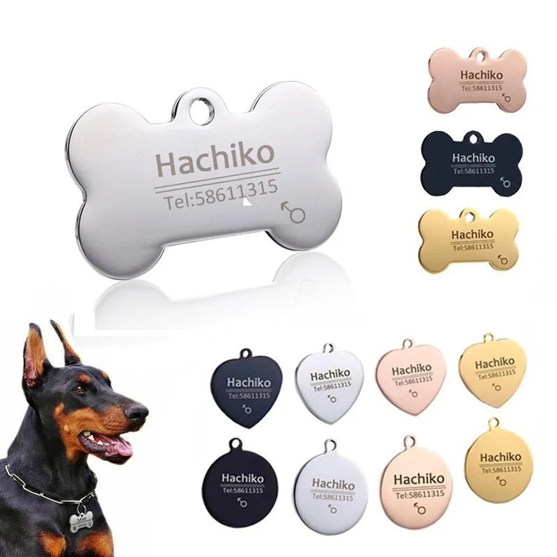 Personalized Engraved Pet ID Name Cat Dog Pet ID Anti-lost Tag Pendant for Cat Puppy Dog Collar Tag Keyring Bone Pet Accessories