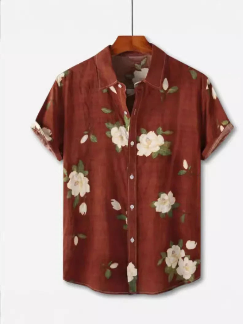 Hawaiian 3D Printed Shirt Amazon Independent Station Bestseller Notch Collar Short Sleeve Shirt