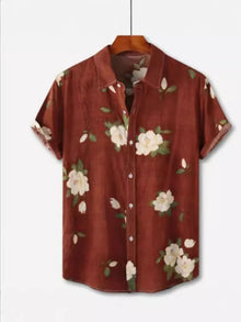 Hawaiian 3D Printed Shirt Amazon Independent Station Bestseller Notch Collar Short Sleeve Shirt