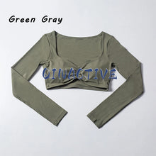 QINACTIVE Women Yoga Crop Top Long Sleeve Shirts Fitness
