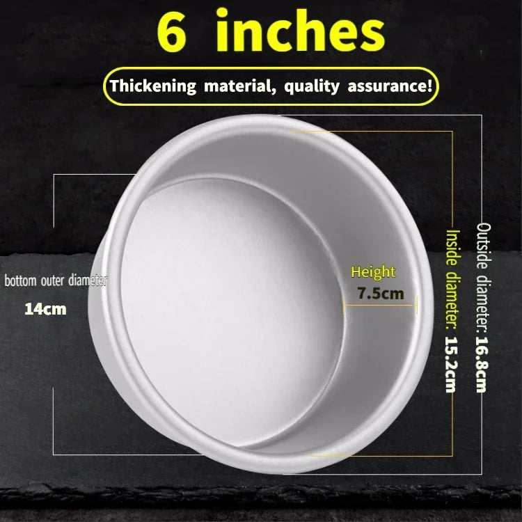 Aluminum Alloy Round Chiffon Cake Pan Solid Bottom Angel Food Oven Cake Bread Mold Baking Tool 6/8 Inch Bake Pan  Baking Sheet