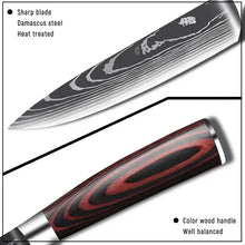 Ensemble de 3 couteaux de cuisine, couteau Santoku damassé au laser, couteau universel, couteau de chef professionnel, couperet à viande, accessoires de cuisine