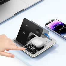 5 in 1 Warm Light Wireless Charger Dock Fast Charging Station for Apple Airpods iWatch iPhone 12 13 14 15 16 17 with Alarm clock