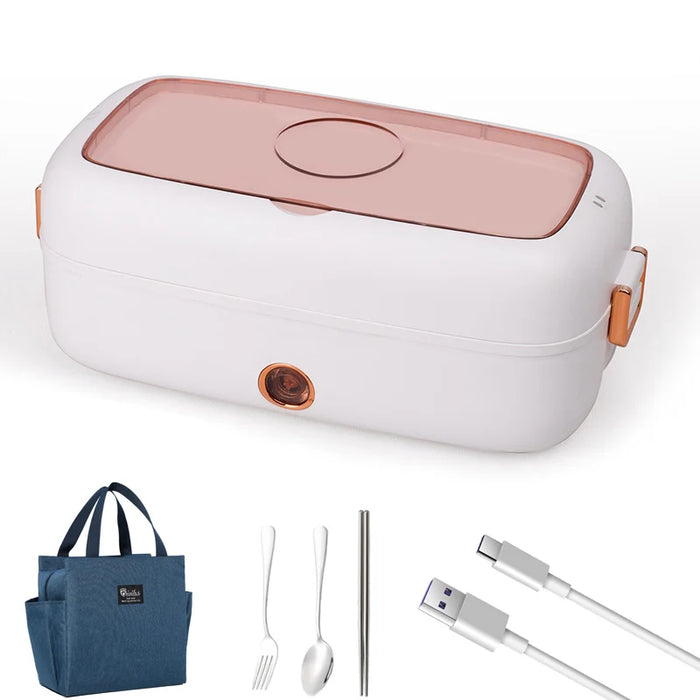 USB Electric Heated Lunch Box Stainless Steel School Student Travel Picnic Car 12V 24V Heating Food Warmer Container 220V Office