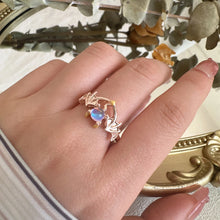 Angel and Demon Wings Couple Ring For Women Rose Gold Colour Black Fashion Moonstone Adjustable Opening Men's Ring Party Jewelry