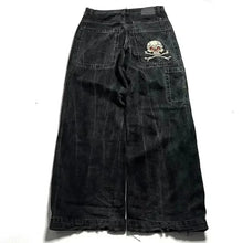 Men Women Retro Gothic High Waist Jeans Y2k Baggy Black Harajuku Hip Hop Pattern Embroidered Blue Denim Pants Wide Leg Jeans