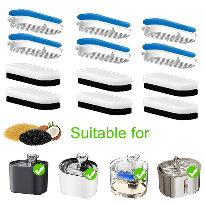 6/12PCS Spare Activated Carbon Filter For Pet Cat Dog Water Dispenser Replacement Filter Cleaning Water Fountain Cat Accessories