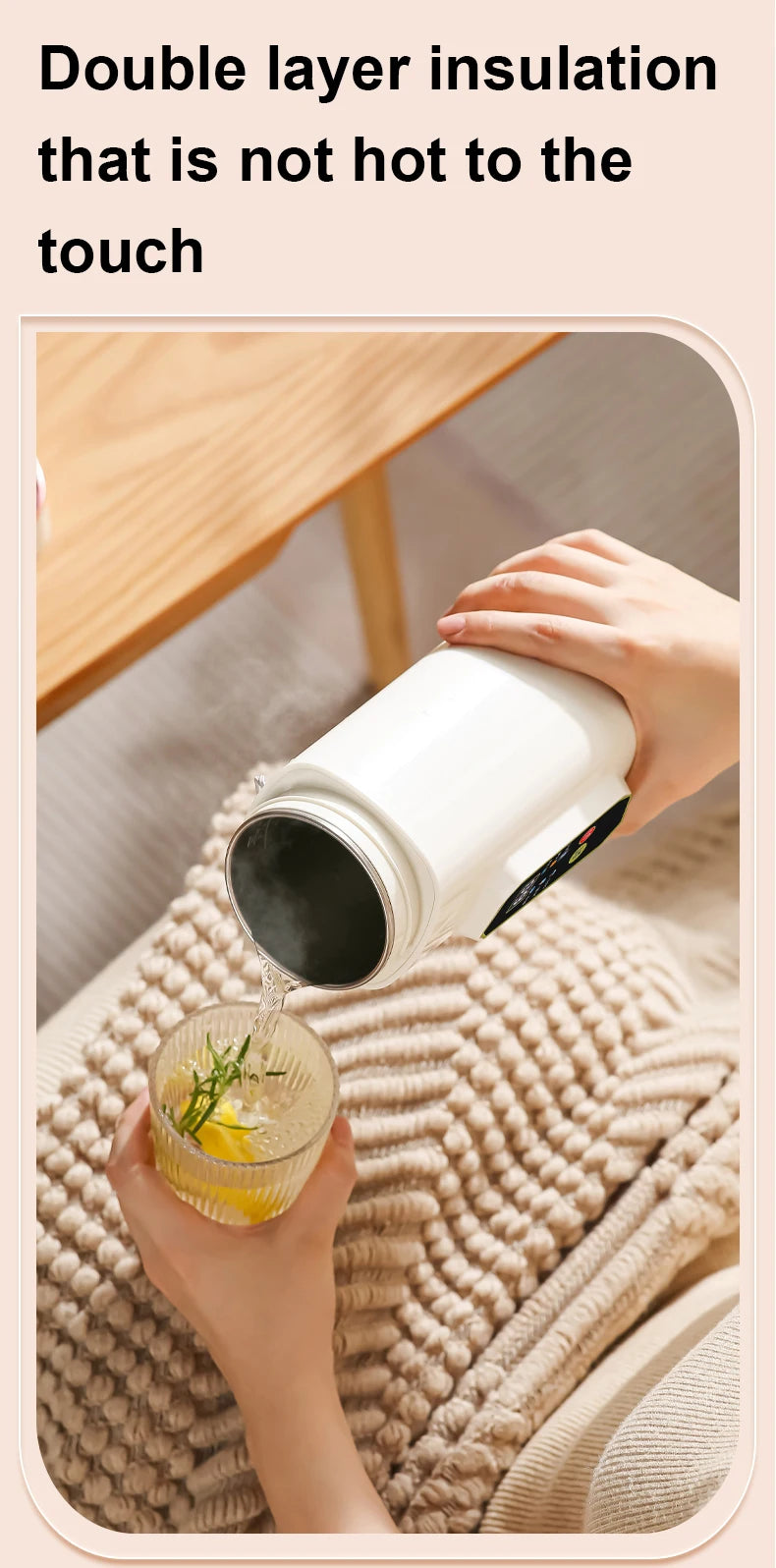 Portable Hot Water Boiler Brew Milk Tea Cup Electric Kettle Insulation Heating Temperaure Adjustable Health Pot Stew Slow Cooker