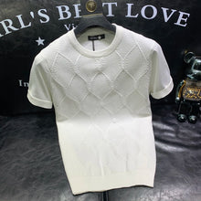 2024 Summer New Versatile Knitted T-shirt Korean Clothing Fashion Solid Color Short Sleeve Trend Business Bottoming Tops A96