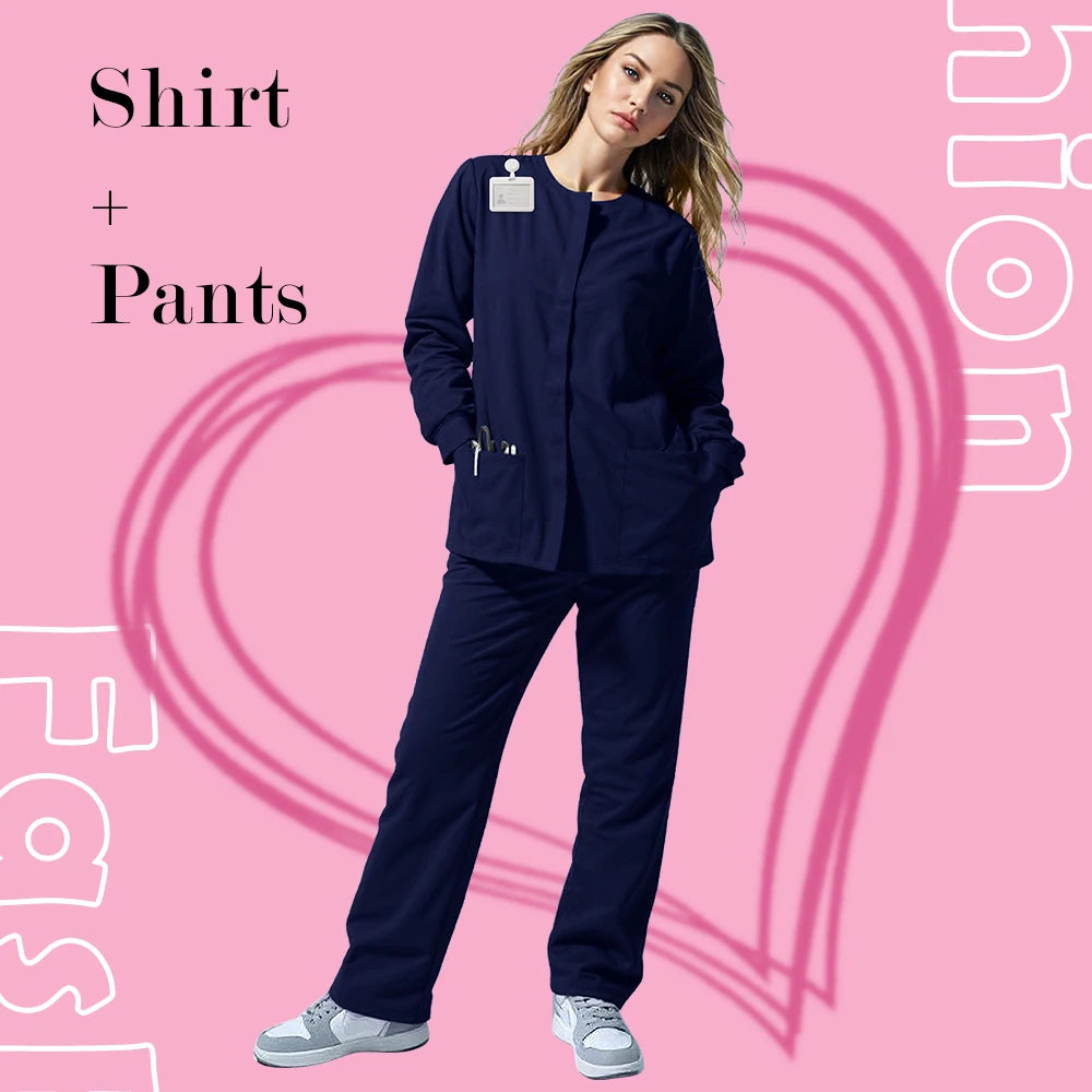 New Scrub Suit Medical Surgical Gown Stretch Tops High Quality Scrub Jacket Medicals Scrubs Uniforms Wholesale Nurse Long Sleeve