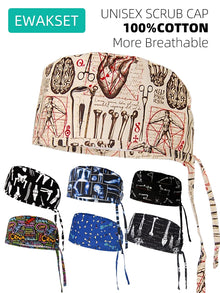 Cotton Unisex Scrub Cap with Sweatband Adjustable Surgical Cap for Women Men Doctor Nurse Clinic Hospital orthopedics Hat