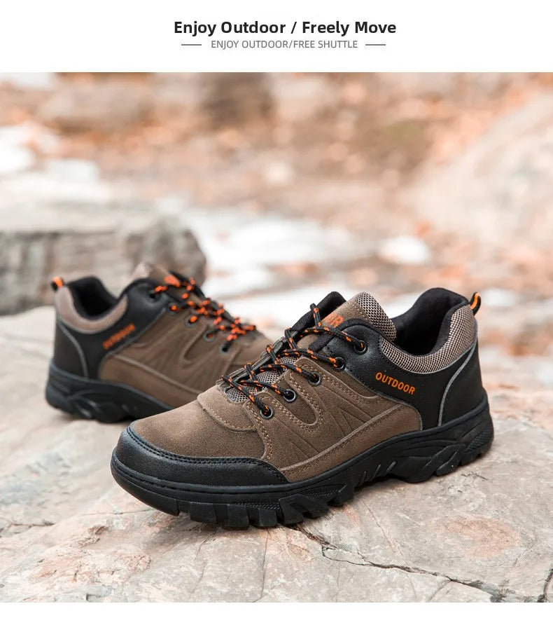 Outdoor Climbing Shoes Men's Trendy Flat Work Shoes Casual Sports Style New Model Comfortable Warmth Synthetic Leather Upgraded