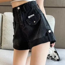 2024 Summer Women Shorts Pants Lady High Waisted Loose High Street Denim Pants Female Streetwear Black Gray Wide Leg Short Jeans