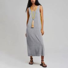 Fashion Chic Elegant Summer Dresses Woman Terry Cloth Casual O-Neck Sleeveless Basic Long Maxi Dresses Vestidos De Mujer