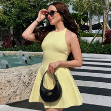 HXAO Halter Short Dress Womens Dresses Red Yellow Dress Woman Summer 2025 Ruffled Backless Sleeveless Vestidos Elegant Dress 066