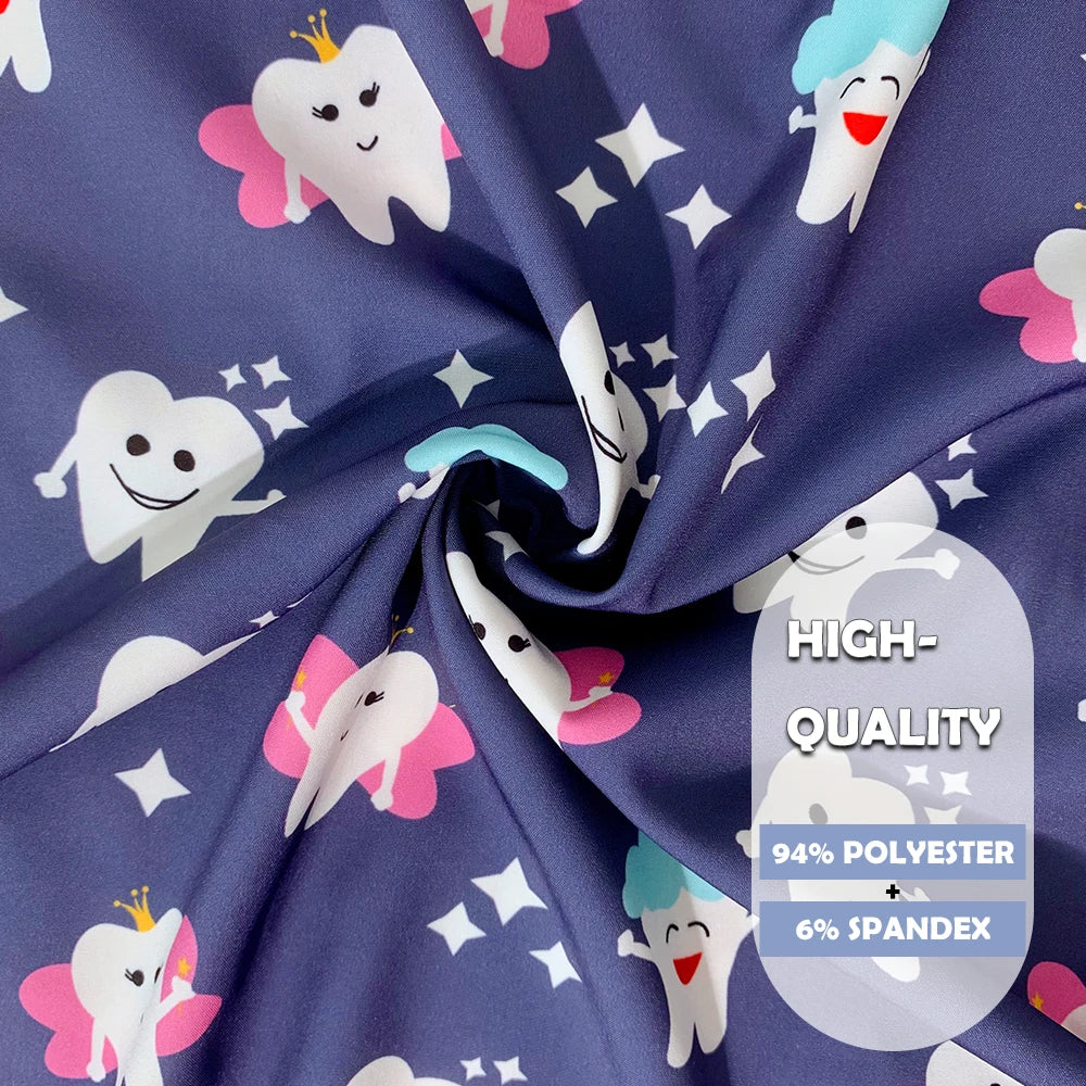 Nursing Uniforms Cartoon Printed Medical Elastic Hospital Doctor Unisex Halloween Christmas Costumes Women Men Nurse Scrubs Tops