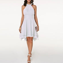 Robe élégante pour femme, robe midi d'été unie, taille haute, dos nu, sans manches, robe de soirée ajustée en mousseline superposée et courte pour femme