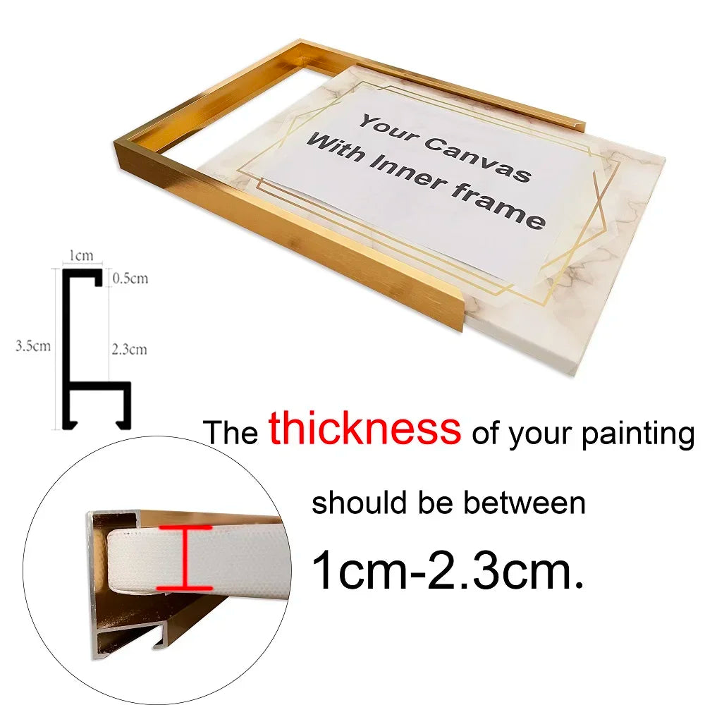 Aluminum Alloy Canvas Narrow Edge Simple Metal Mural Oil Painting Frame 9 Colors Can Be Customized in Large Sizes