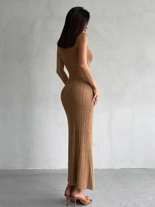 2025 Spring Sleeveless Knitwear Turtleneck Long Dress Female Slim Elegant Fashion Autumn Ribbed Knit Dress For Women Maxi Dress