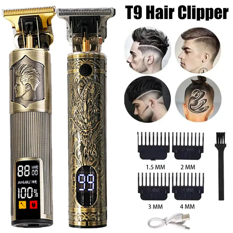 T9 Electric Hair Trimmer USB Shaver 0mm Bald Fade Portable