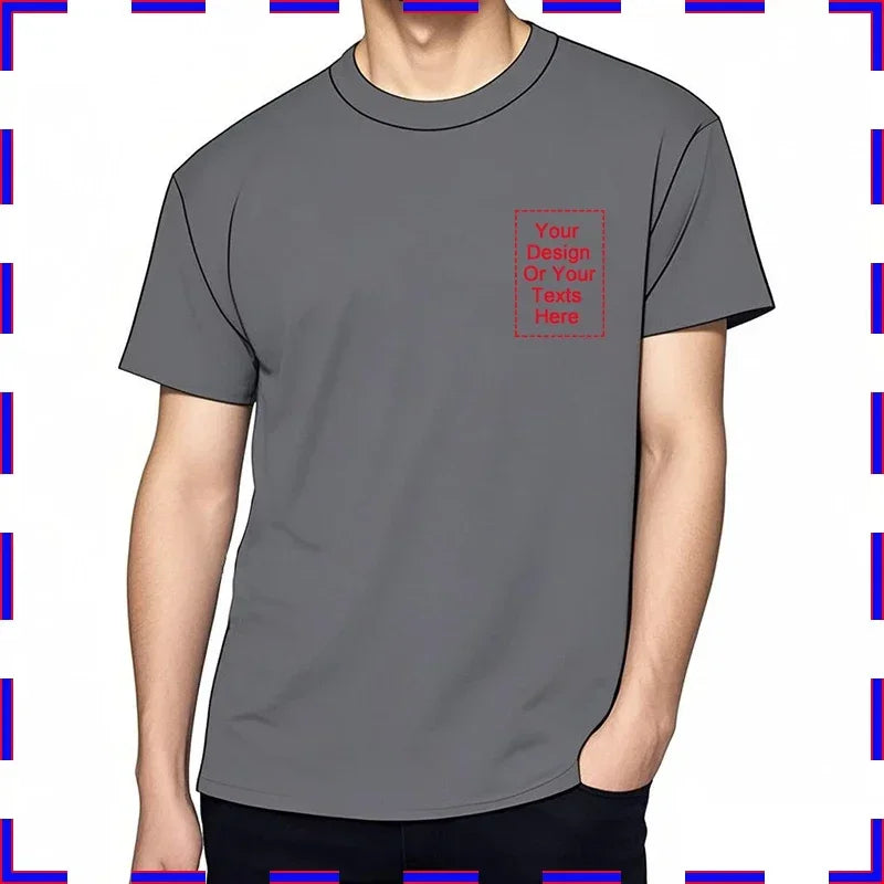 Customized Tee Shirt Your Text Here Premium Cotton Comfortable Men Tshirt Bigger Size O Neck Fashion Perfect Gift summer tees
