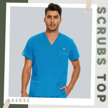 2XL Clinical Workwear Men Scrubs Tops Medical Uniforms Nursing Work Shirts Classic V-Neck Clinical Scrub Top Short Sleeve Blouse
