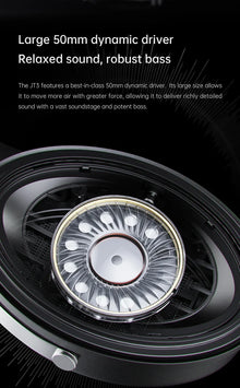 FiiO JT3 Over-Ear Open-Back Headphones 50mm Dynamic Driver PEK+PU Composite Diaphragm Detachable 3.5mm Cable with Mic