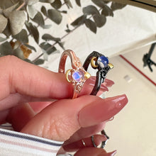 Angel and Demon Wings Couple Ring For Women Rose Gold Colour Black Fashion Moonstone Adjustable Opening Men's Ring Party Jewelry