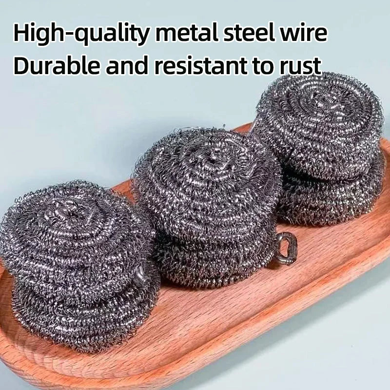 6/12Pcs Stainless Steel Scourer Rustproof No Scratch Scouring Pads Heavy Duty Deep Cleaning For Pots Pans Grill Sink Kitchen