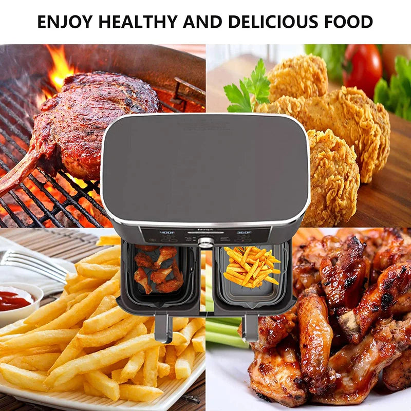 Silicone Air Fryers Oven Baking Tray Rectangle Oven Baking Tray Basket Reusable Liner Pizza Basket Mat Insert Dish Pan Accessory