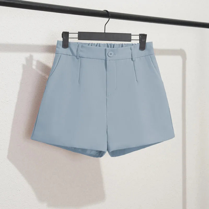 Korean Style Casual Elegant Office Lady Shorts Elastic Waist