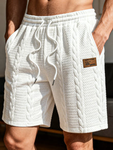Men's White Drawstring Casual Shorts Summer Loose Breathable 5 Inch Shorts