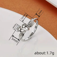 Huitan Foots and Wing Shaped Aesthetic Mother's Day Gift Rings Charming Silver Color Accessories Metal Chic Jewelry for Mom