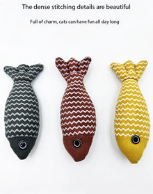 Pet cat toy to relieve boredom and self-entertaining cat imitation hemp cloth cat mint fish tooth grinding training kitten