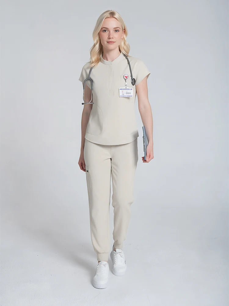 KUNG SCRUBS Beauty Salon Uniforms Women's Surgical Scrubs Set Slim Fit T-Shirt Pants Soft Breathable Nursing Workwear