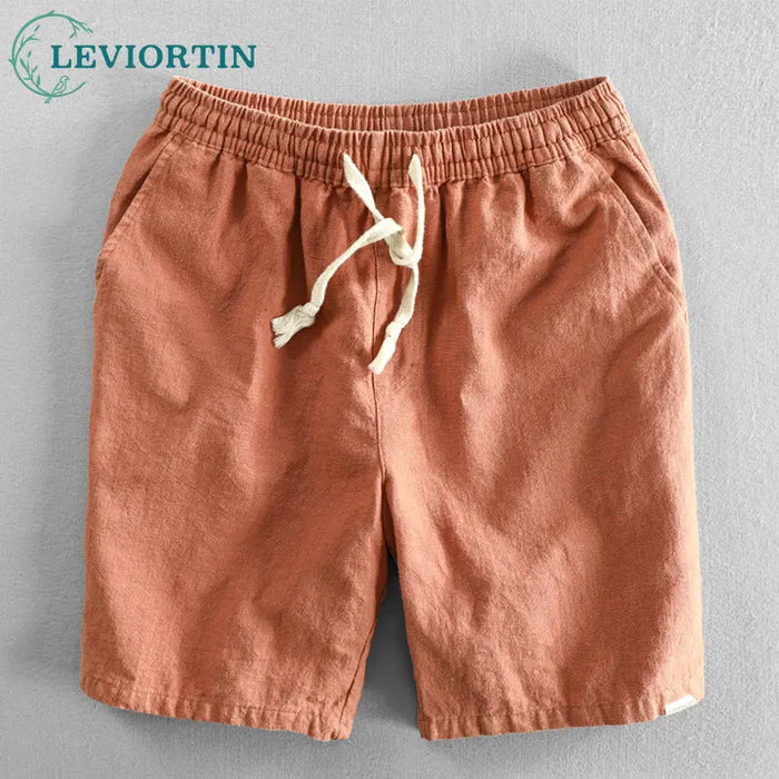 Shorts d'été pour homme en coton et lin, style japonais aux couleurs bonbon, parfaits pour la plage, les vacances ou la maison, coupe ajustée, style décontracté, simple et léger, look Harajuku.