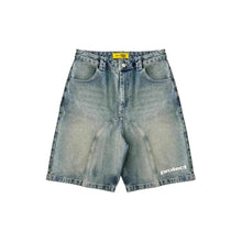 Vintage Y2k Men Women Harajuku Short Jeans Washed Embroidery American Retro Man Denim shorts Summer Loose Hip Hop Streetwear