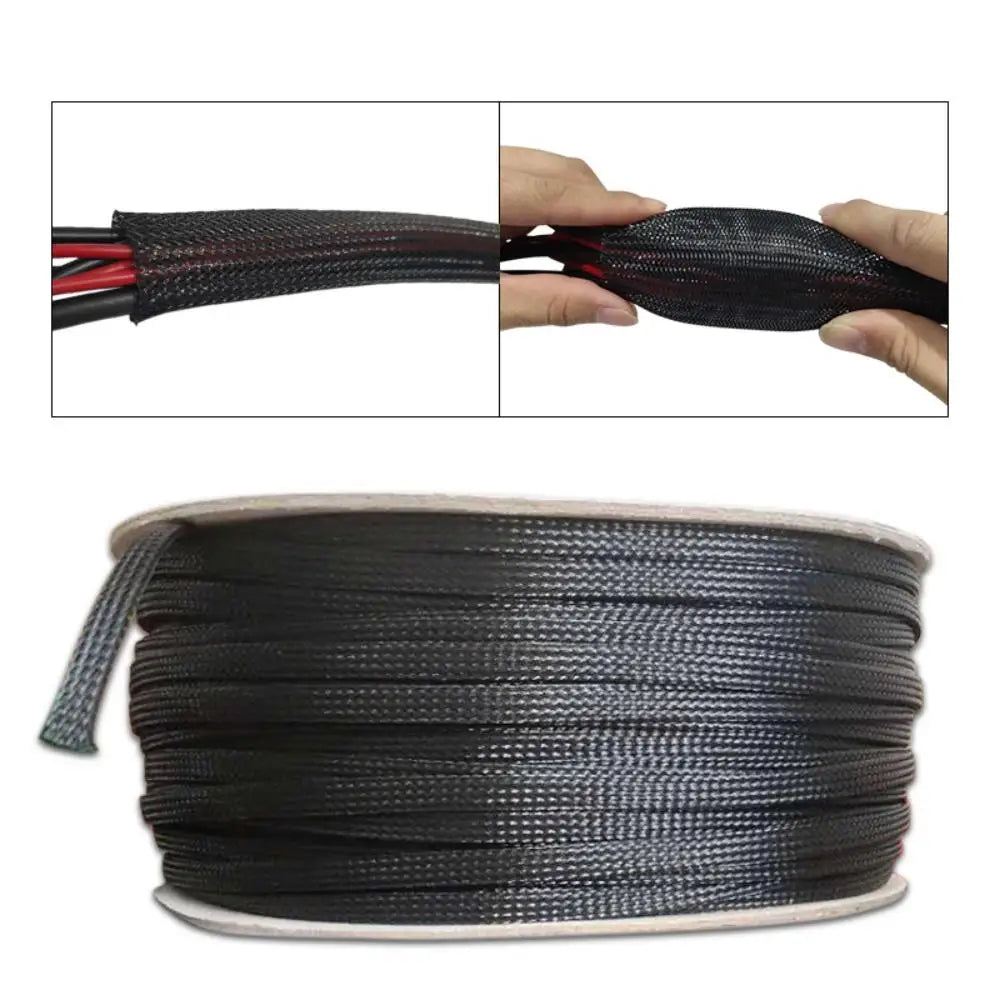 10m /32.8 ft Pet Expandable Braided Mesh Sleeve Black Flexible Wire Mesh Sleeve Tv Audio Pc Cable Protection Against Pet Chewing