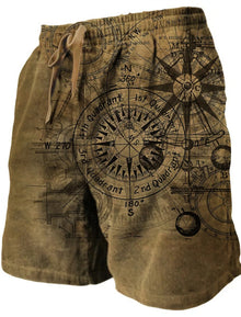 Men's Beach Pants Compass 3D Printed Shorts Men's Summer Breathable Shorts Fitness Street Shorts Men's Ropa Hombre
