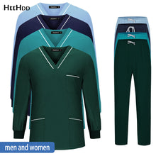 Solid Color Long Sleeve Suit Unisex Lab Spa Nursing Workwear Slim Medical Scrub Uniform Nurse Doctor Surgical Gown Wholesale