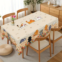Cute Cat & Kitten Paw Print Tablecloth, Pet Theme Table Cover for Kitchen Dining Room Patio Picni