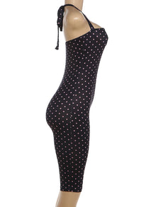 Kliou Sexy Off Shoulder Playsuits Woman Polka Dot Print Bandage Halter Backless Skinny Peach Hip Hot Girls Street Fashion Romper