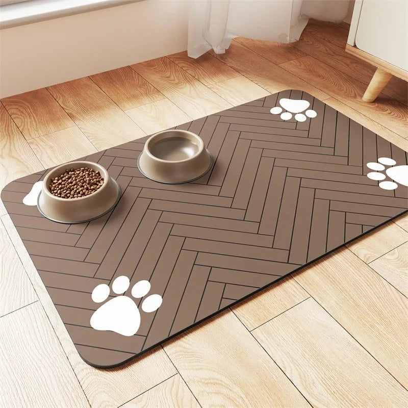 Pet Feeding Mat For Food And Water Bowl Absorbent Quick Dry Pet Placemat With Rubber Backing For Dog And Cat 3040/4050/4060 Cm